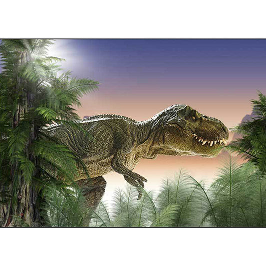 Rynx | Green and Purple Novelty Rug Polyester Dinosaur and Tree Pattern Rug Washable Non-Slip Backing Carpet for Living Room