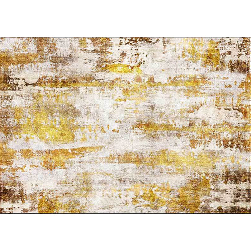 Rynx | Stylish Abstract Rug Golden Industrial Rug Polyester Washable Anti-Slip Backing Area Rug for Living Room