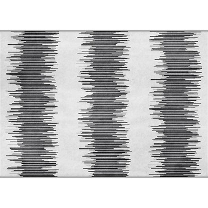 Rynx | Funky Striped Pattern Rug Grey and Black Contemporary Rug Polyester Washable Anti-Slip Backing Area Rug for Living Room