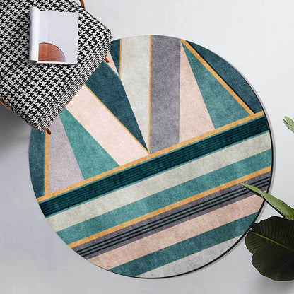 Rynx | Stylish Geometric Pattern Rug Green Nordic Rug Polyester Washable Anti-Slip Backing Area Rug for Living Room