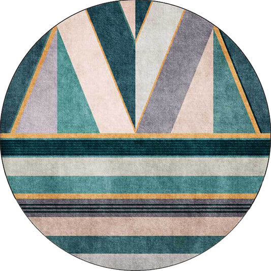 Rynx | Stylish Geometric Pattern Rug Green Nordic Rug Polyester Washable Anti-Slip Backing Area Rug for Living Room