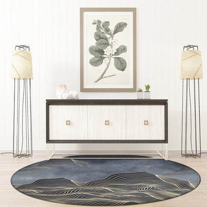 Rynx | Modern Swirl Stripe Pattern Rug with Mountain Dark Grey Polyester Rug Machine Washable Non-Slip Area Rug for Bedroom