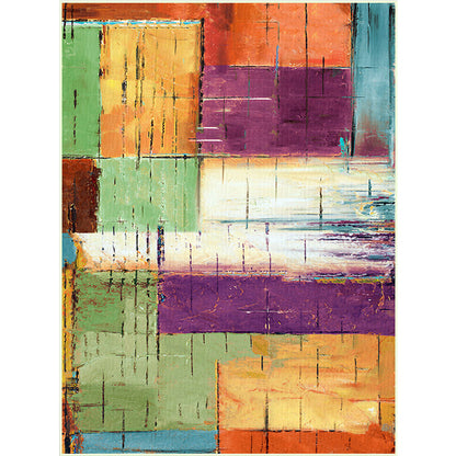 Rynx | Unique Brushstroke Painting Print Rug Multicolor Nordic Rug Polyester Washable Non-Slip Backing Area Rug for Living Room
