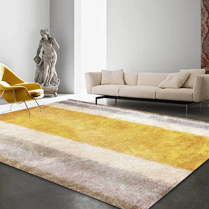 Rynx | Contemporary Colorblock Rug Yellow Polyester Rug Machine Washable Non-Slip Area Rug for Bedroom