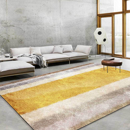 Rynx | Contemporary Colorblock Rug Yellow Polyester Rug Machine Washable Non-Slip Area Rug for Bedroom