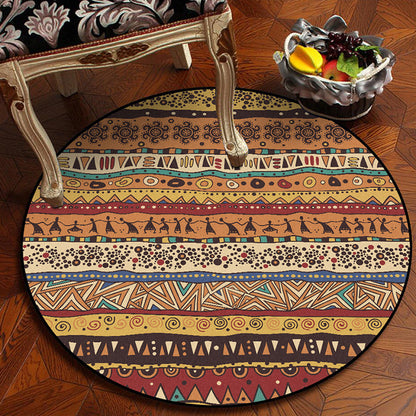 Rynx | Americana Tribal Pattern Rug Red and Brown Polyester Rug Machine Washable Non-Slip Area Rug for Bedroom
