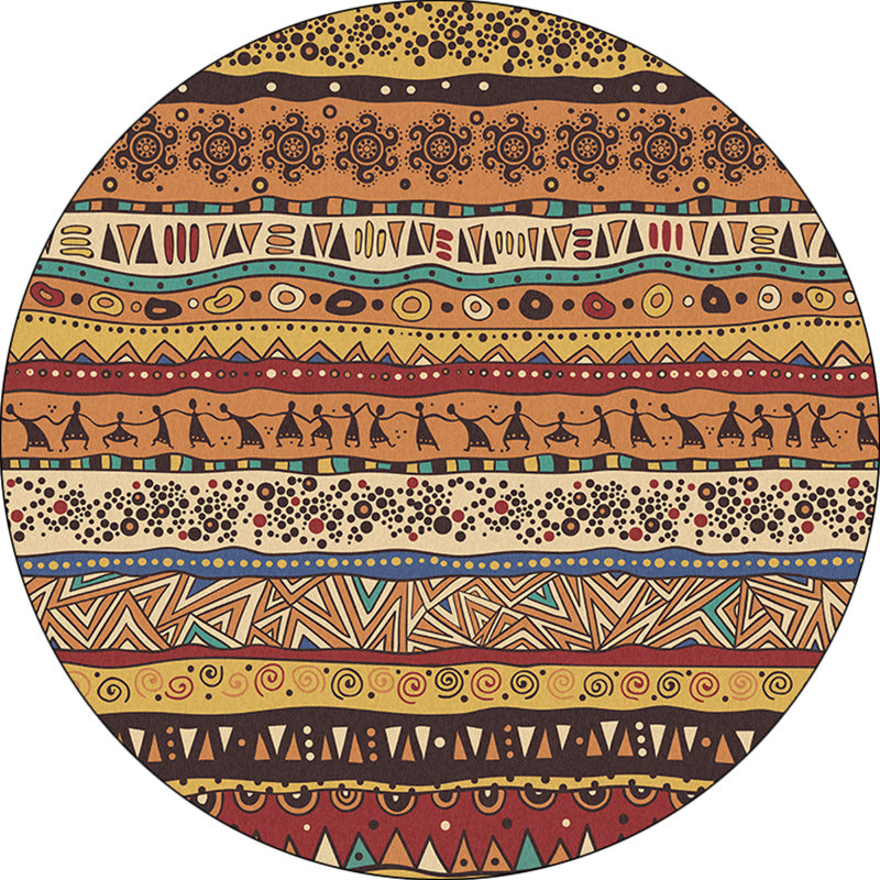 Rynx | Americana Tribal Pattern Rug Red and Brown Polyester Rug Machine Washable Non-Slip Area Rug for Bedroom