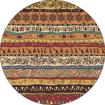 Rynx | Americana Tribal Pattern Rug Red and Brown Polyester Rug Machine Washable Non-Slip Area Rug for Bedroom