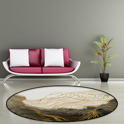 Rynx | Classic Swirl Stripe Pattern Rug Grey and White Polyester Rug Machine Washable Non-Slip Area Rug for Bedroom