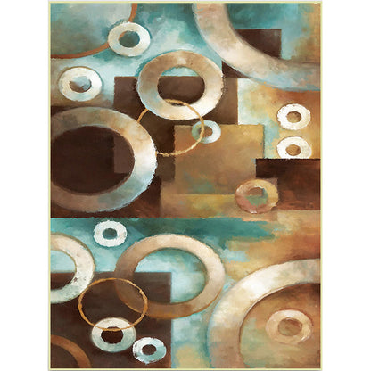 Rynx | Brown and Blue Casual Rug Polyester Geometric Rug Washable Non-Slip Backing Carpet for Living Room
