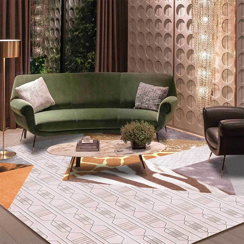 Rynx | Funky Animal Skin Print Rug Pink Nordic Rug Polyester Washable Non-Slip Backing Area Rug for Living Room