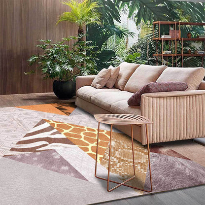 Rynx | Funky Animal Skin Print Rug Pink Nordic Rug Polyester Washable Non-Slip Backing Area Rug for Living Room