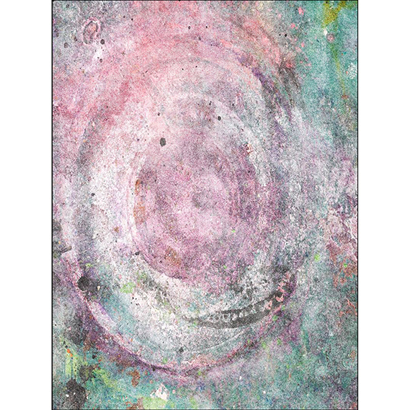 Rynx | Modern Abstract Rug Pink and Green Polyester Rug Machine Washable Non-Slip Area Rug for Bedroom