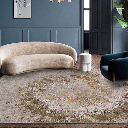 Rynx | Unique Abstract Rug Brown Industrial Rug Polyester Washable Anti-Slip Backing Area Rug for Living Room