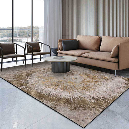 Rynx | Unique Abstract Rug Brown Industrial Rug Polyester Washable Anti-Slip Backing Area Rug for Living Room