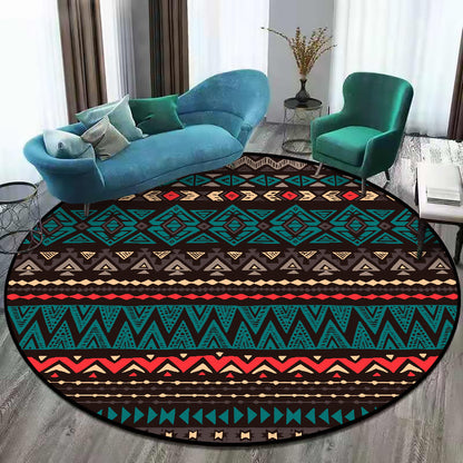 Rynx | Green Southwest Carpet Polyester geometric pattern rug washable non-slip backing rug for living room
