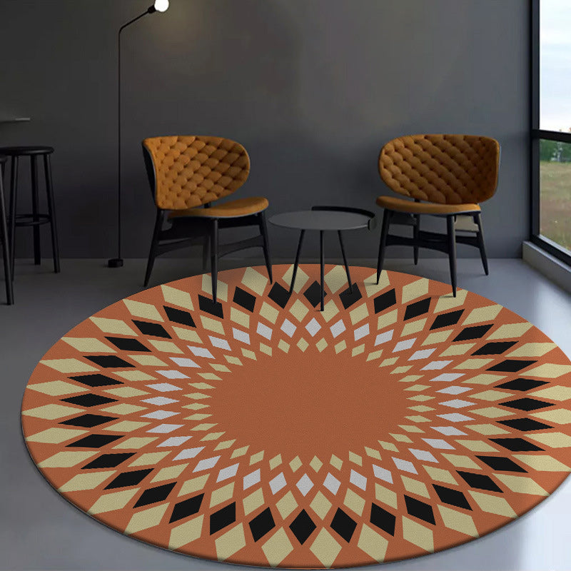 Rynx | Orange Sou'wester Carpet Polyester Geometric Pattern Carpet Washable Non-Slip Underlay Carpet for Living Room