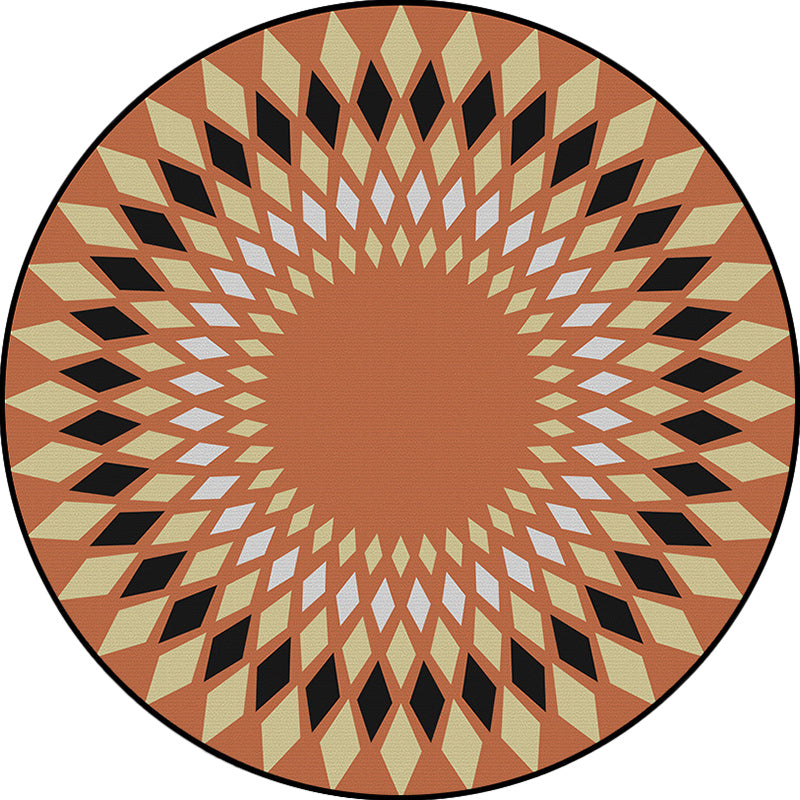 Rynx | Orange Sou'wester Carpet Polyester Geometric Pattern Carpet Washable Non-Slip Underlay Carpet for Living Room