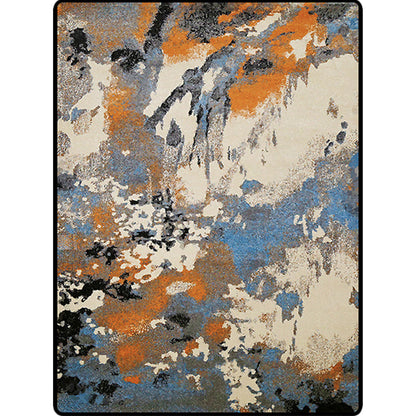 Rynx | Minimalist Modern Rug in Orange and Ivory Abstract Aquarelle Pattern Rug Polyester Washable Carpet for Home Decoration