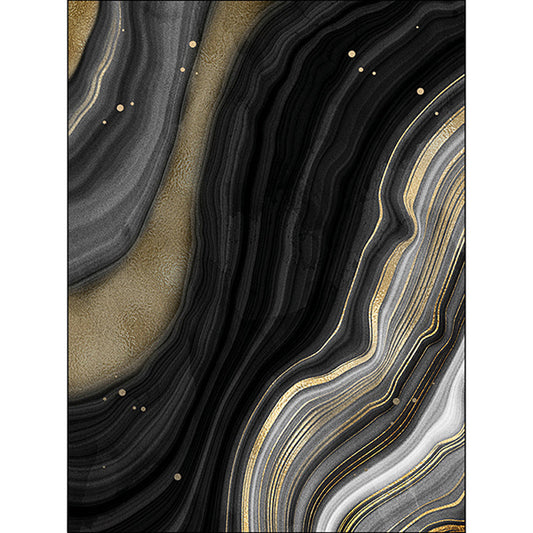 Rynx | Novelty Modern Rug in Black and Gold Abstract Stone Grain Pattern Rug Polyester Washable Carpet for Home Decoration