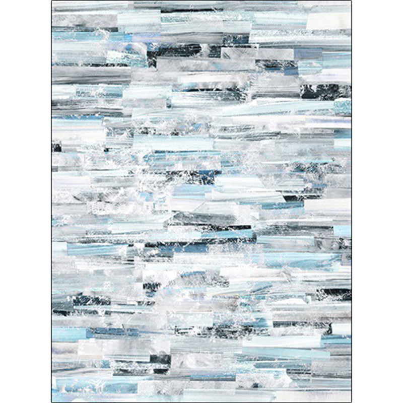 Rynx | Simple Modern Rug in Blue and White Abstract Aquarelle Pattern Rug Polyester Washable Carpet for Home Decoration