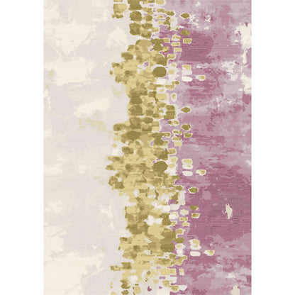 Rynx | Ivory and Pink Bedroom Rug Modern Abstract Painting Pattern Area Rug Polyester Washable Carpet