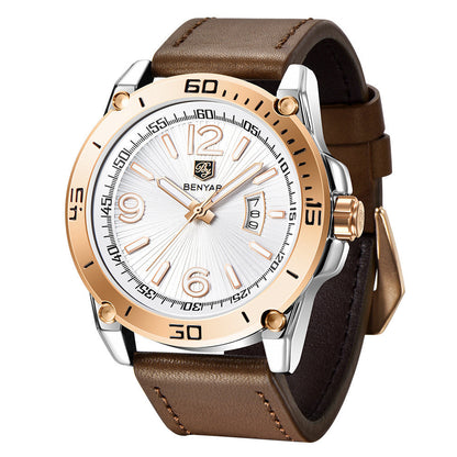 Rynx | Benyar binya new men's quartz watch multifunctional waterproof luminous sports calendar Leather watch