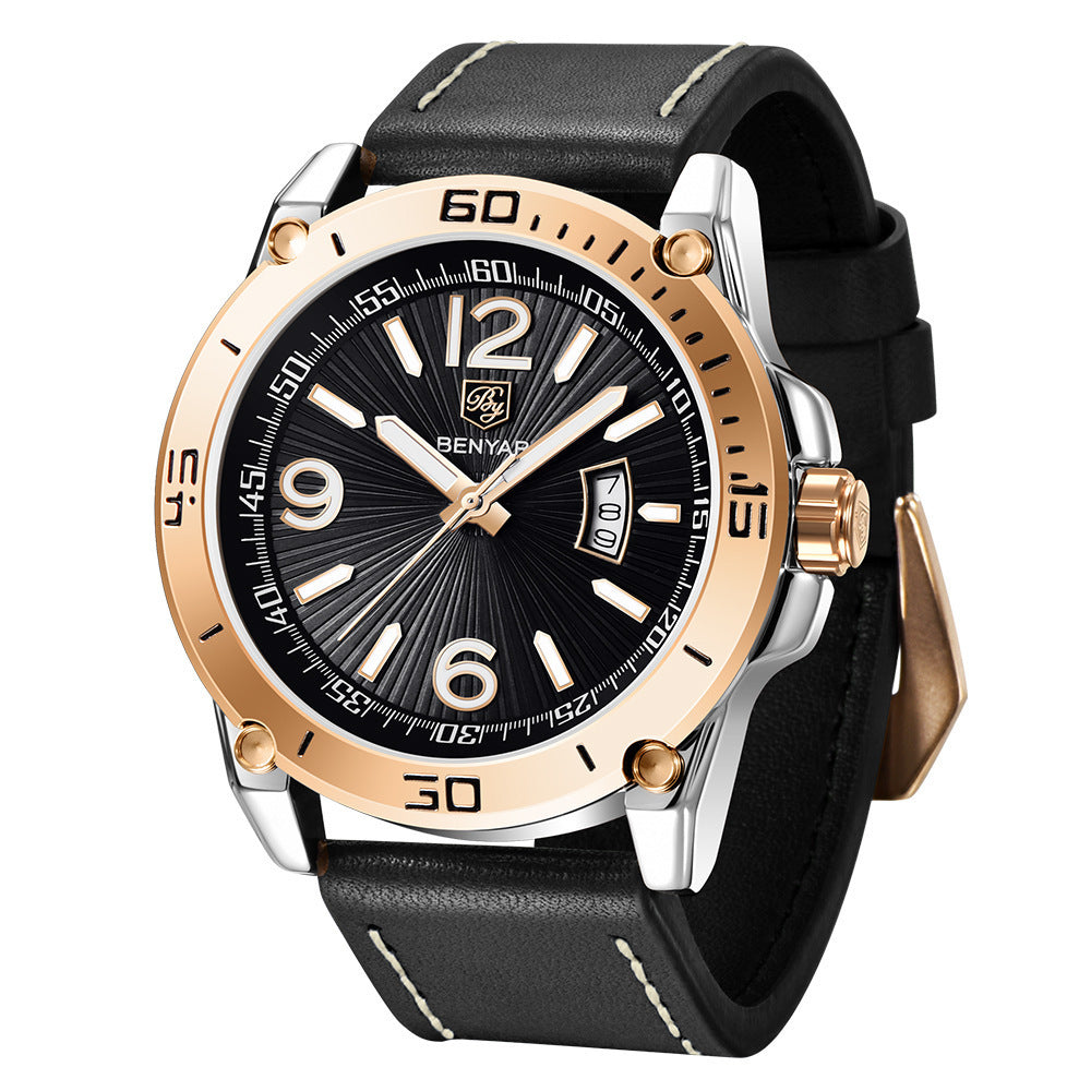 Rynx | Benyar binya new men's quartz watch multifunctional waterproof luminous sports calendar Leather watch