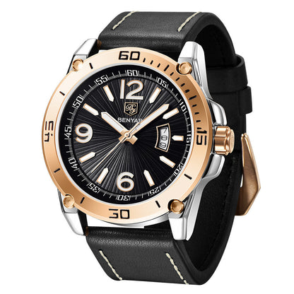 Rynx | Benyar binya new men's quartz watch multifunctional waterproof luminous sports calendar Leather watch