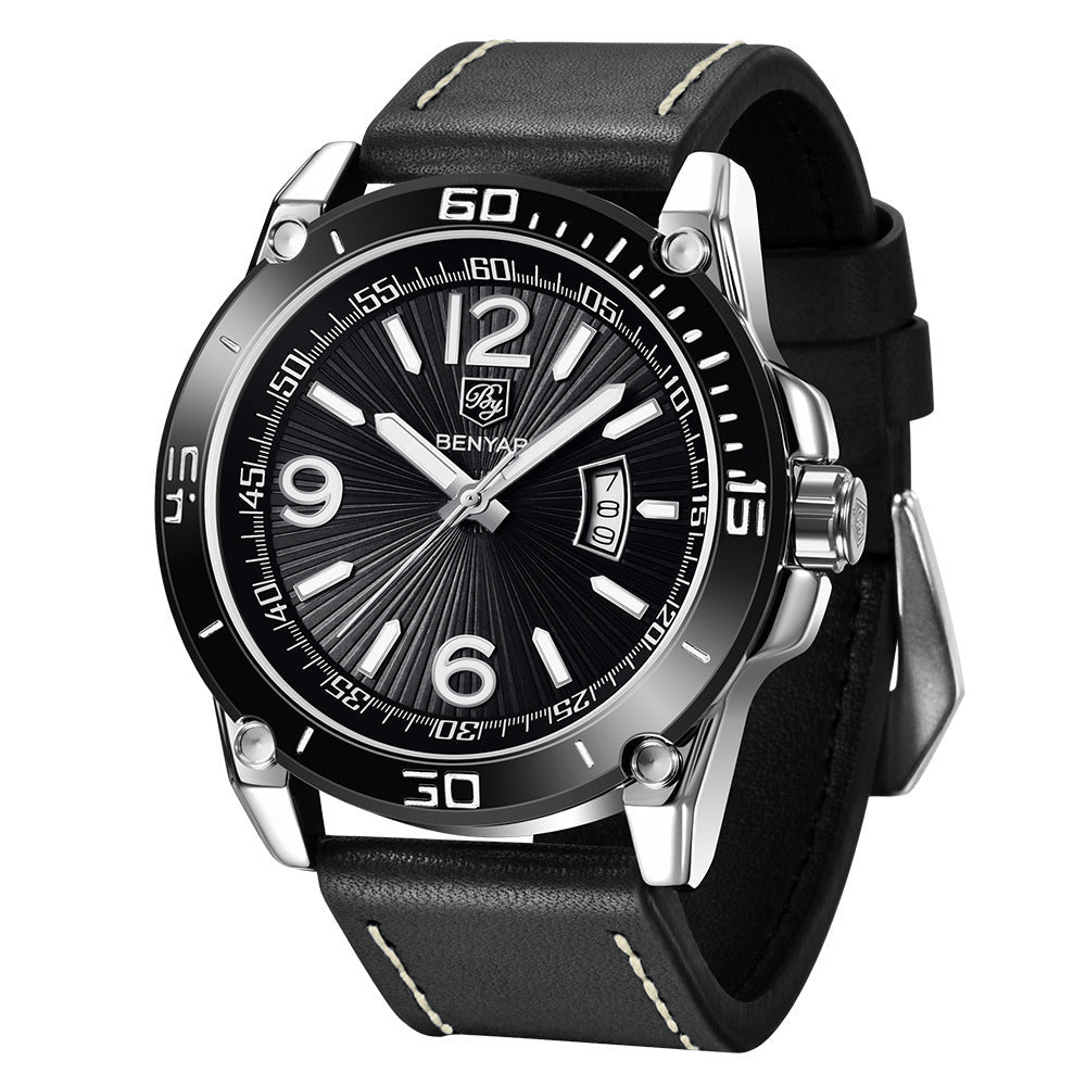 Rynx | Benyar binya new men's quartz watch multifunctional waterproof luminous sports calendar Leather watch