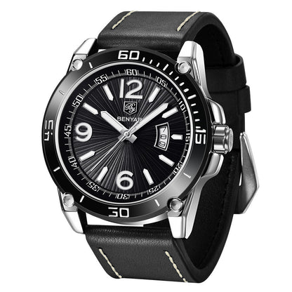 Rynx | Benyar binya new men's quartz watch multifunctional waterproof luminous sports calendar Leather watch
