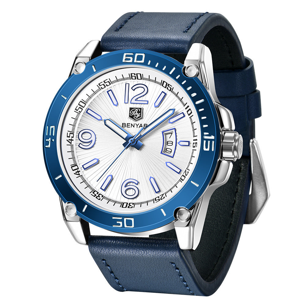 Rynx | Benyar binya new men's quartz watch multifunctional waterproof luminous sports calendar Leather watch