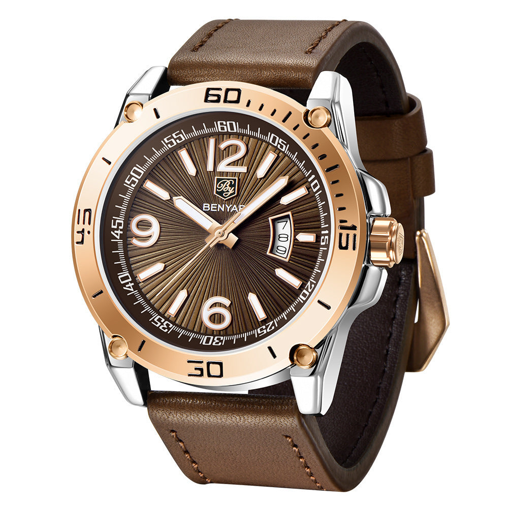 Rynx | Benyar binya new men's quartz watch multifunctional waterproof luminous sports calendar Leather watch