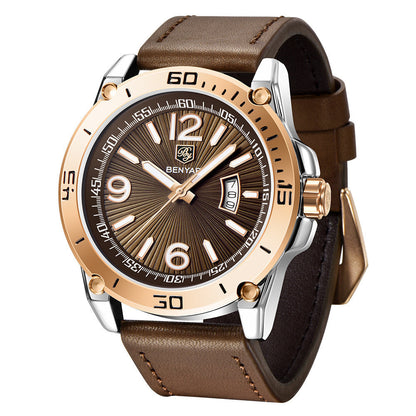 Rynx | Benyar binya new men's quartz watch multifunctional waterproof luminous sports calendar Leather watch
