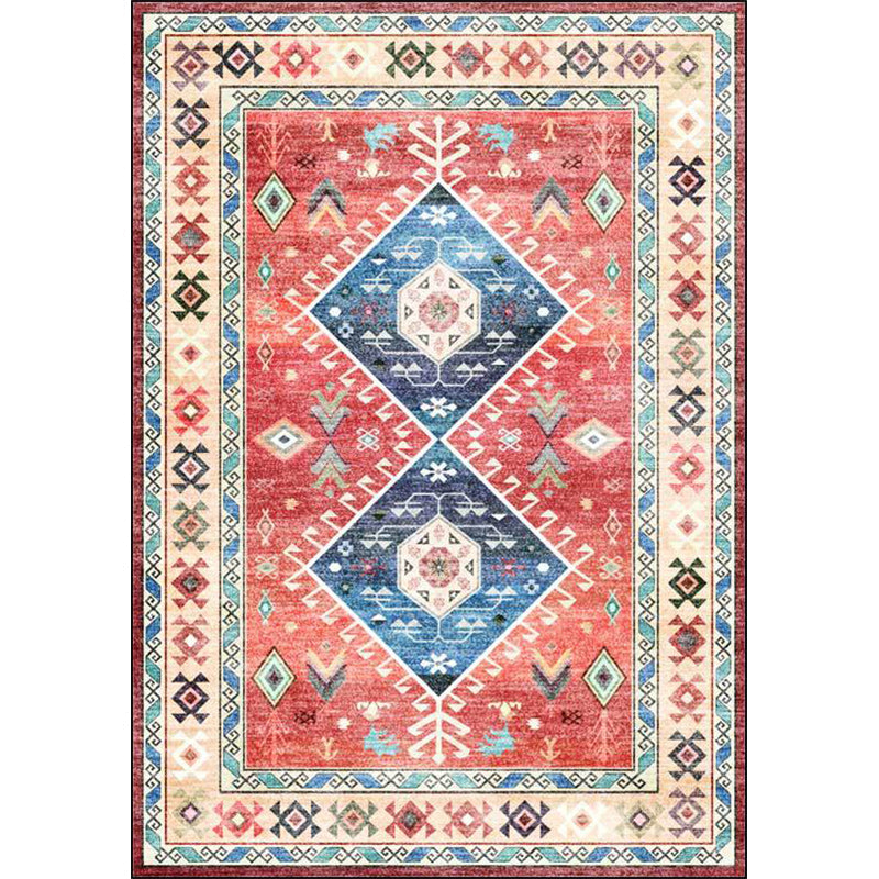 Rynx | Classic tribal pattern carpet light red southwest carpet polyester machine washable non-slip back carpet for bedroom