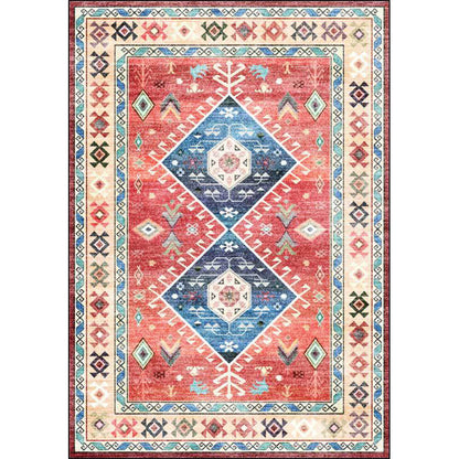 Rynx | Classic tribal pattern carpet light red southwest carpet polyester machine washable non-slip back carpet for bedroom
