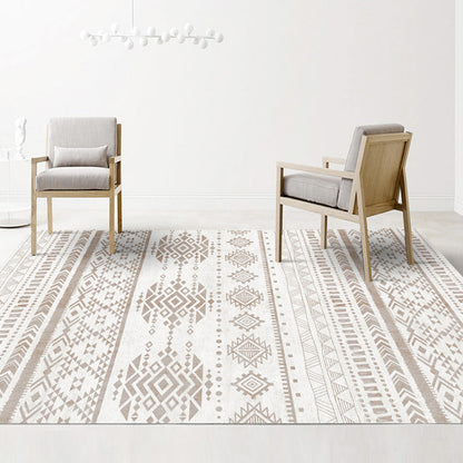 Rynx | Americana Tribal Geometric Pattern Rug Brown Polyester Rug Machine Washable Non-Slip Rug for the Bedroom
