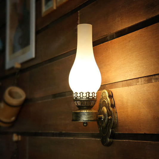 Rynx | KeroLux Retro Wall Light | 1-Light | Vintage Style | Milk Glass | Crackle Glass | Decor for Home