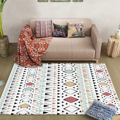 Rynx | American Southwest Rug with White Geometric Diamond Pattern Rug Polyester Non-Slip Rug for Home Decor