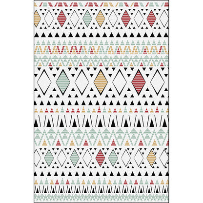Rynx | American Southwest Rug with White Geometric Diamond Pattern Rug Polyester Non-Slip Rug for Home Decor
