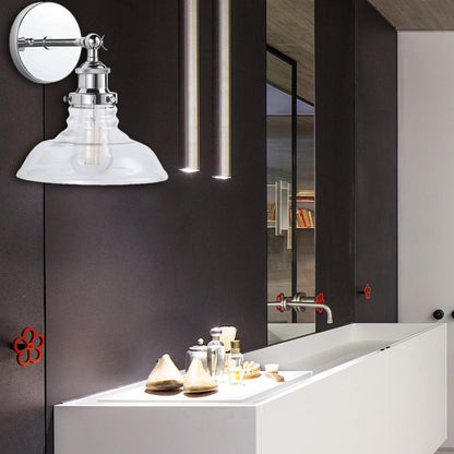Rynx | Clear Glass Chrome/Nickel Wall Light Barn 1-Bulb Industrial Wall Lamp for the Kitchen