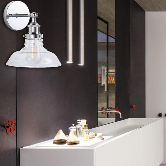 Rynx | Clear Glass Chrome/Nickel Wall Light Barn 1-Bulb Industrial Wall Lamp for the Kitchen
