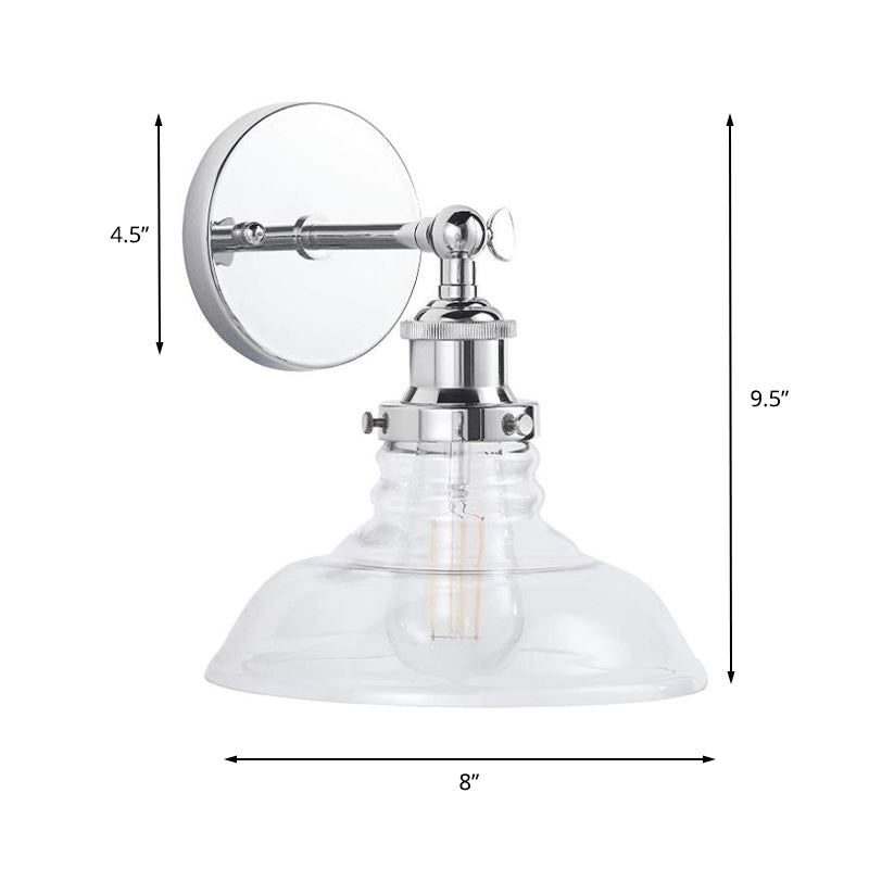 Rynx | Clear Glass Chrome/Nickel Wall Light Barn 1-Bulb Industrial Wall Lamp for the Kitchen