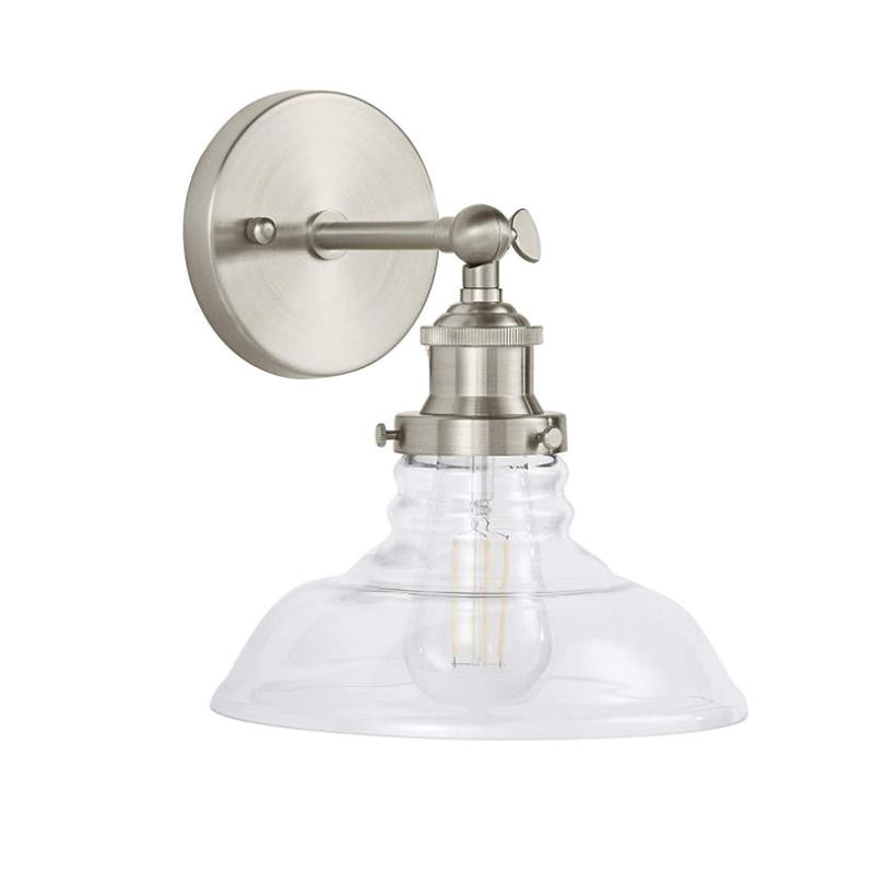 Rynx | Clear Glass Chrome/Nickel Wall Light Barn 1-Bulb Industrial Wall Lamp for the Kitchen