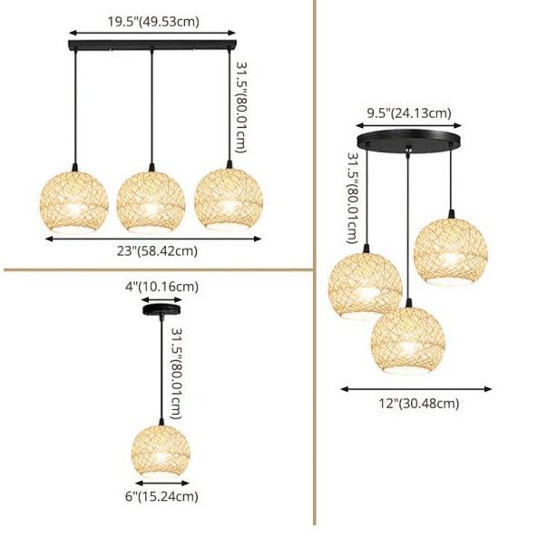 Rynx | GlobeRattan – Beige Woven Rattan Pendant Light | 1/3 Lights | Elegant Design