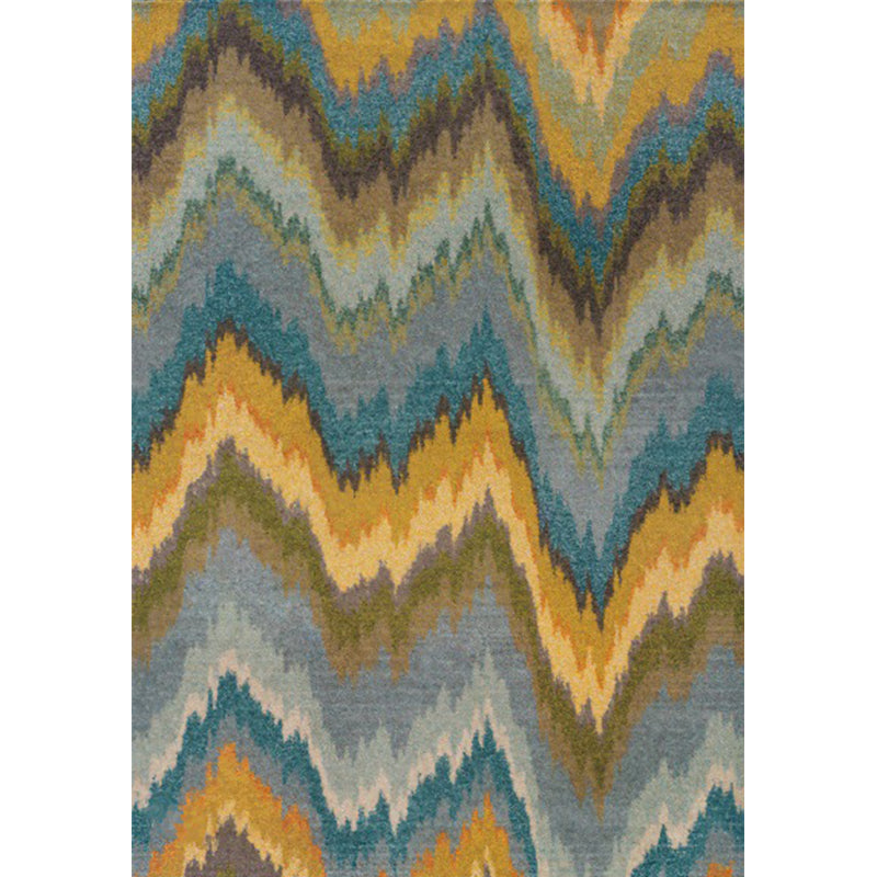 Rynx | Minimalist Modern Rug in Yellow and Blue Abstract Wave Pattern Rug Polyester Anti-Slip Carpet for Home Decoration