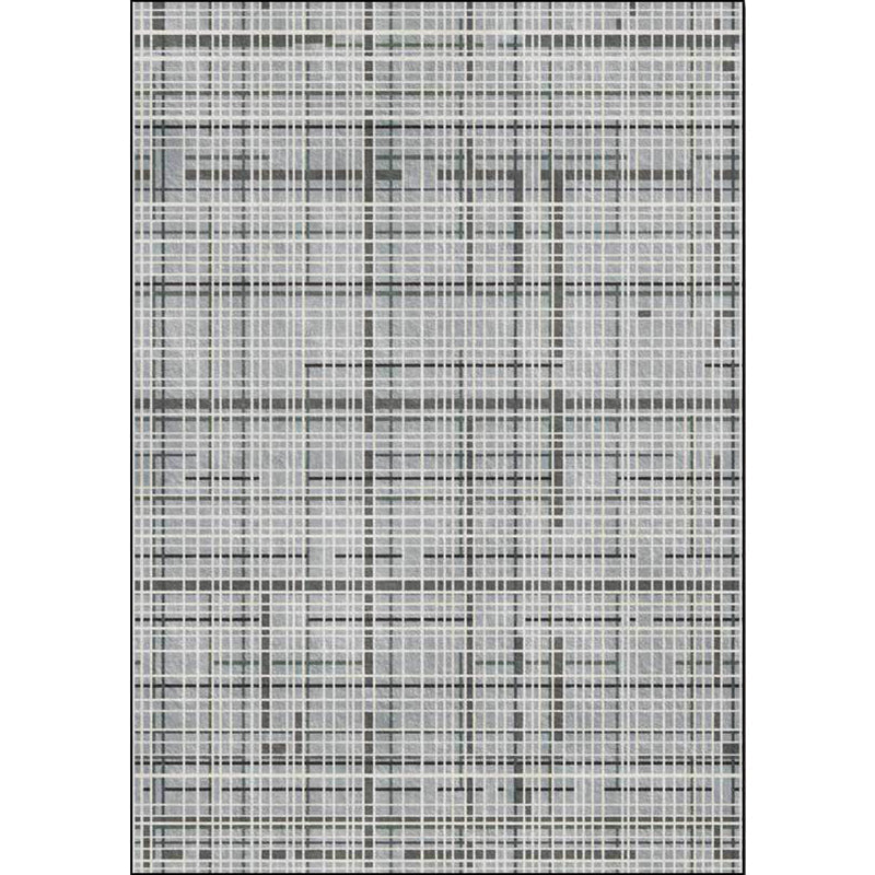 Rynx | Grey Novelty Rug Polyester Checked Pattern Rug Washable Non-Slip Backing Carpet for Living Room