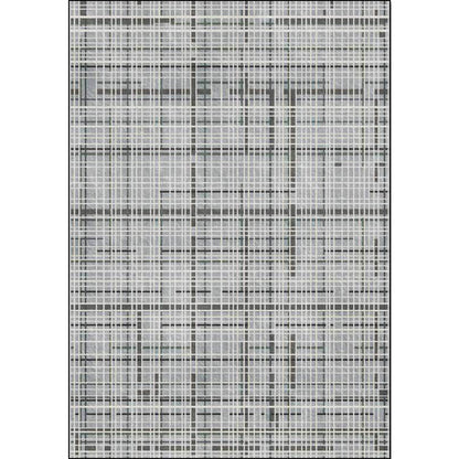 Rynx | Grey Novelty Rug Polyester Checked Pattern Rug Washable Non-Slip Backing Carpet for Living Room