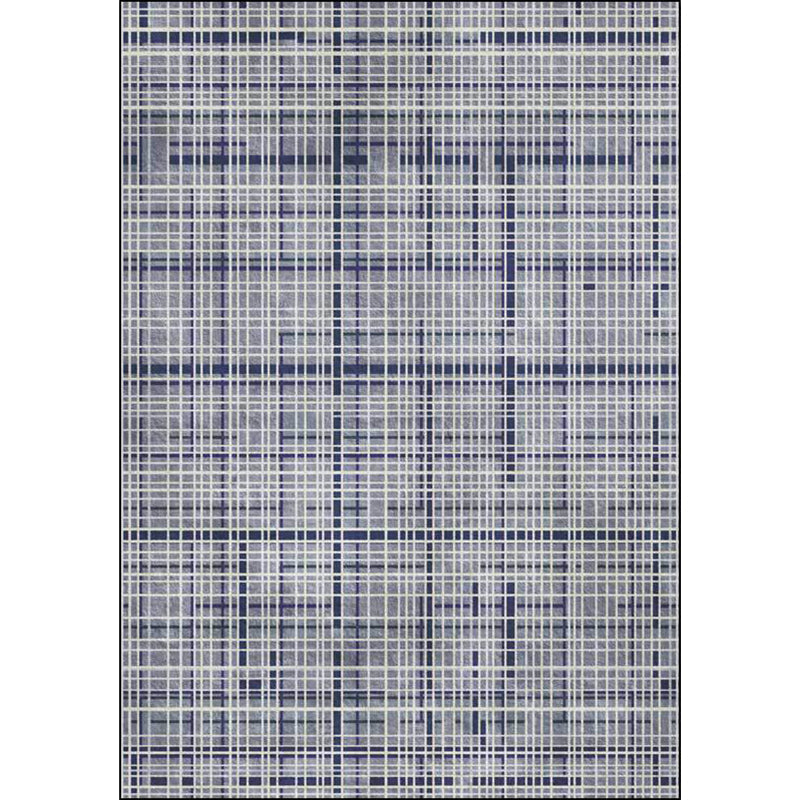 Rynx | Grey Novelty Rug Polyester Checked Pattern Rug Washable Non-Slip Backing Carpet for Living Room