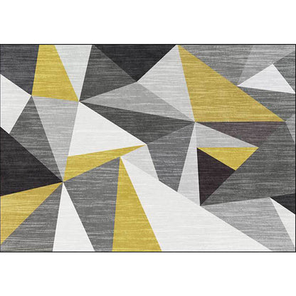 Rynx | Funky Geometric Pattern Rug Grey and Golden Nordic Rug Polyester Washable Anti-Slip Backing Area Rug for Living Room